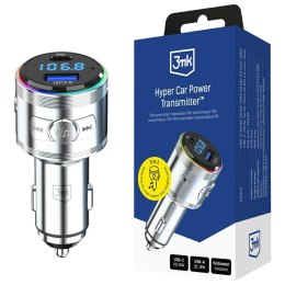 Ładowarka samochodowa 3MK Hyper Car Power Transmitter 48W QC PD PPS USB-C/USB-A z transmiterem audio srebrny