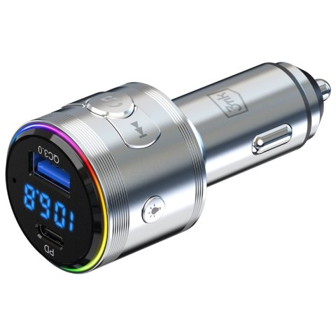 Ładowarka samochodowa 3MK Hyper Car Power Transmitter 48W QC PD PPS USB-C/USB-A z transmiterem audio srebrny