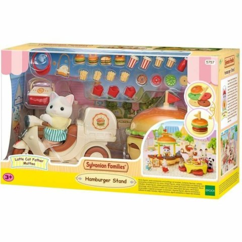 Akcesoria do Domku dla Lalek Sylvanian Families Puesto de hamburguesas - Papa Latte Cat y Scooter 30 Części