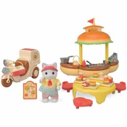 Akcesoria do Domku dla Lalek Sylvanian Families Puesto de hamburguesas - Papa Latte Cat y Scooter 30 Części