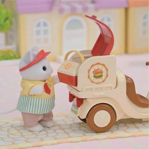 Akcesoria do Domku dla Lalek Sylvanian Families Puesto de hamburguesas - Papa Latte Cat y Scooter 30 Części
