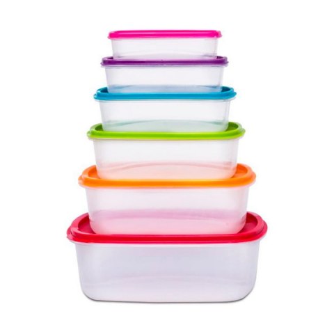 Set 6 Pojemników na Lunch 5five Simply Smart polipropylen 300 ml 225 ml 175 ml 12,5 ml 0,3 g 245 ml Wielokolorowy Prostokątny