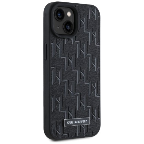 Karl Lagerfeld KLHMP15SPKHPORPK iPhone 15 / 14 / 13 6.1" hardcase czarny/black Leather Monogram Metal Logo MagSafe