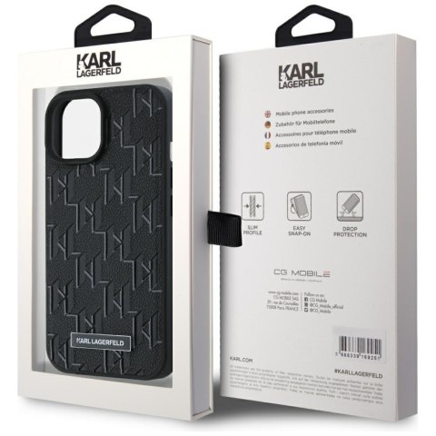 Karl Lagerfeld KLHMP15SPKHPORPK iPhone 15 / 14 / 13 6.1" hardcase czarny/black Leather Monogram Metal Logo MagSafe