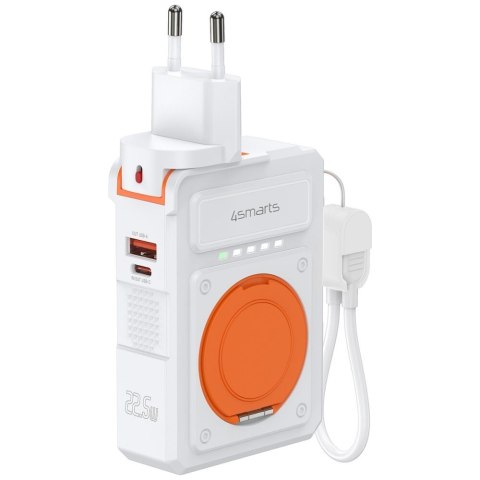 Ładowarka hybrydowa 4smarts 6w1 USB-C/USB-A PD 22.5W z powerbankiem 10 000 mAh, ładowanie indukcyjne Qi, kabel USB-C, b
