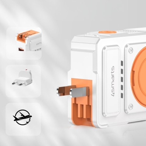 Ładowarka hybrydowa 4smarts 6w1 USB-C/USB-A PD 22.5W z powerbankiem 10 000 mAh, ładowanie indukcyjne Qi, kabel USB-C, b