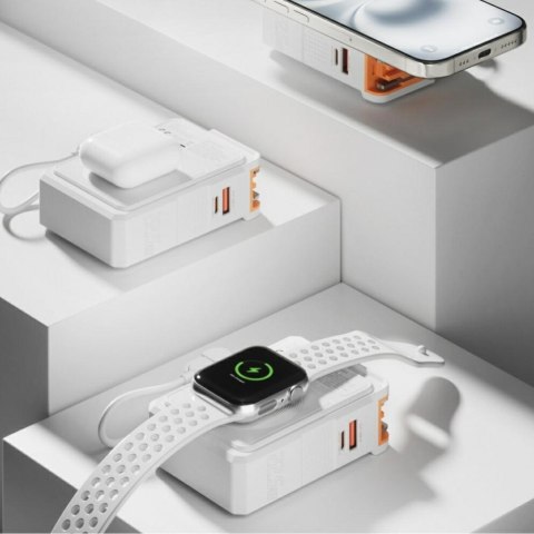 Ładowarka hybrydowa 4smarts 6w1 USB-C/USB-A PD 22.5W z powerbankiem 10 000 mAh, ładowanie indukcyjne Qi, kabel USB-C, b