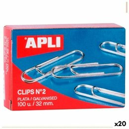 Clip Apli Nº 2 Srebrzysty Srebro 32 mm (10 Części) (20 Sztuk)