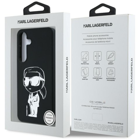 Etui Karl Lagerfeld Silicone Graffiti Ikonik Printed Logo MagSafe do Samsung Galaxy S25 czarny