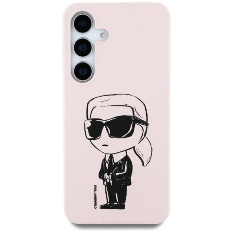 Etui Karl Lagerfeld Silicone Graffiti Ikonik Printed Logo MagSafe do Samsung Galaxy S25 różowy