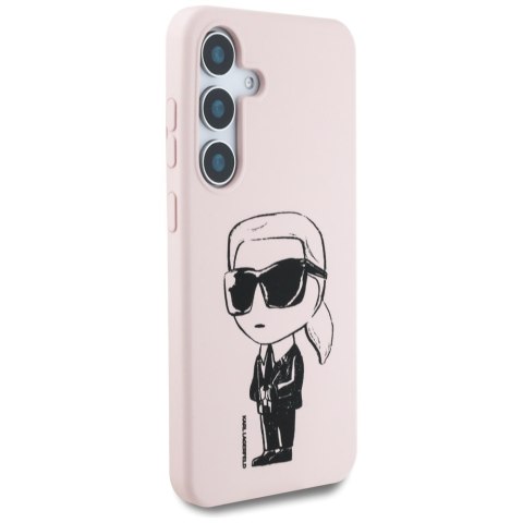 Etui Karl Lagerfeld Silicone Graffiti Ikonik Printed Logo MagSafe do Samsung Galaxy S25 różowy