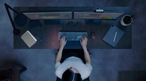 Klawiatura Logitech MX Keys S Combo + myszka Biuro RF Wireless + Bluetooth QWERTY Amerykański międzynarodowy Grafitowy