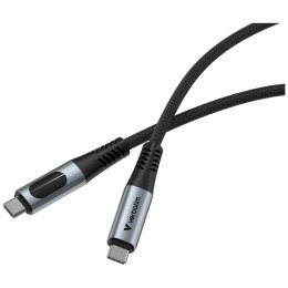 Kabel Verbatim Sync & Charge USB-C do USB-C 100W wyświetlacz 120cm czarny 31848