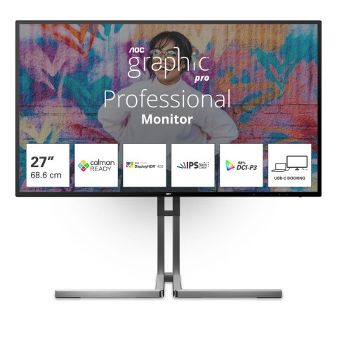 AOC U27U3CV monitor komputerowy 68,6 cm (27") 3840 x 2160 px 4K Ultra HD LCD Czarny