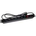 Alantec Listwa zasilająca 19" 230V - 7 gniazd (typu E - CEE 7/5), z wyłącznikiem LED, z zabezpieczeniem przeciwprzeciążeniowym, 