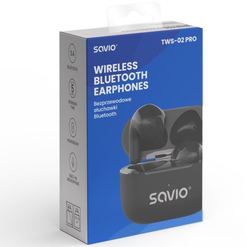 SAVIO SŁUCHAWKI BEZPRZEWODOWE BLUETOOTH TWS-02 PRO