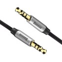 Kabel Baseus CAM30-BS1 (Jack 3,5 mm - Jack 3,5 mm ; 1m; kolor czarno-srebrny)