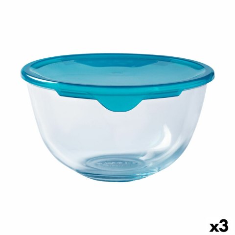 Okrągłe pudełko na lunch z pokrywką Pyrex Cook & Store 16 x 16 x 10 cm Niebieski 1 L Silikon Szkło (3 Sztuk)