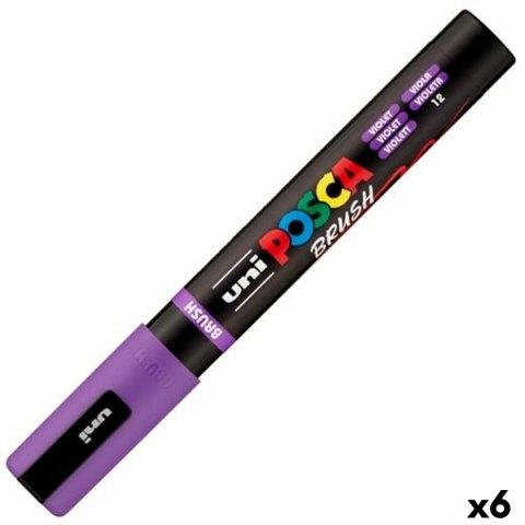Marker BRUSH POSCA PC-5BR Fiolet (6 Sztuk)