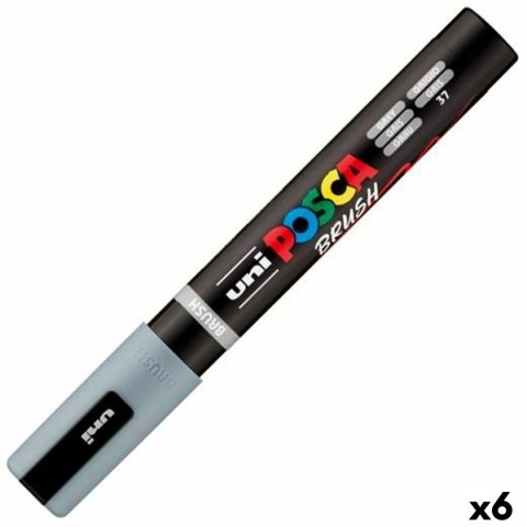 Marker BRUSH POSCA PC-5BR Szary (6 Sztuk)