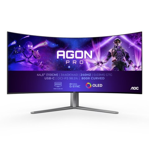 Monitor AOC AGON PRO AG456UCZD LED display 114,3 cm (45") 3440 x 1440 px Wide Quad HD OLED Czarny