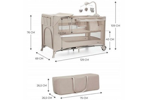 KinderKraft Łóżeczko turystyczne JOY 2 BEIGE