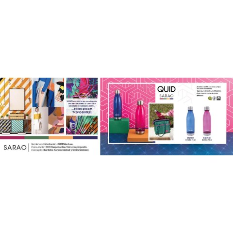 Butelka wody Quid Sarao Niebieski Plastikowy 750 ml (24 Sztuk)