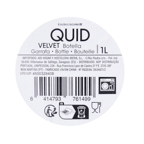 Butelka wody Quid Velvet Przezroczysty Szkło 1 L (12 Sztuk)