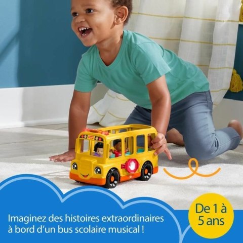Figurki Superbohaterów Fisher-Price Little People-El autobús escolar-Vehículo de empuje musical HYT03