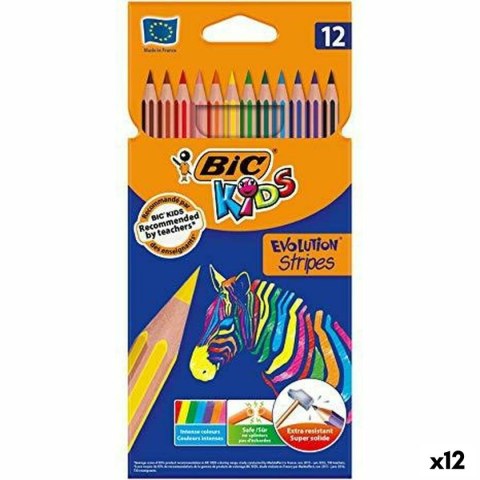 Kredki Bic KIDS EVOLUTION STRIPES Wielokolorowy 12 Części (12 Sztuk)