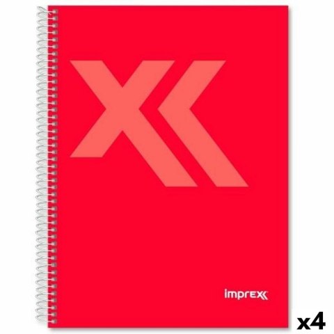 Notatnik Imprex Czerwony Arkusz 80 Kartki (4 Sztuk)