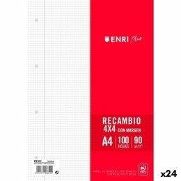 Zapasowe arkusze ENRI Biały A4 100 Kartki (24 Sztuk)