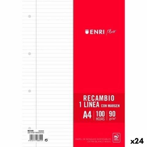Zapasowe arkusze ENRI Biały A4 100 Kartki (24 Sztuk)