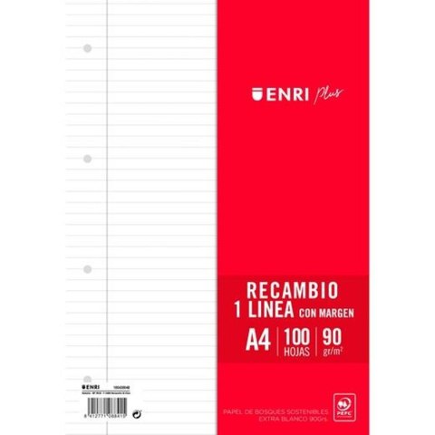 Zapasowe arkusze ENRI Biały A4 100 Kartki (24 Sztuk)