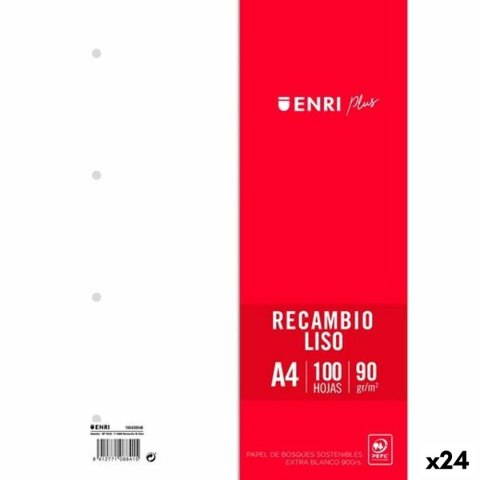 Zapasowe arkusze ENRI Biały A4 100 Kartki (24 Sztuk)