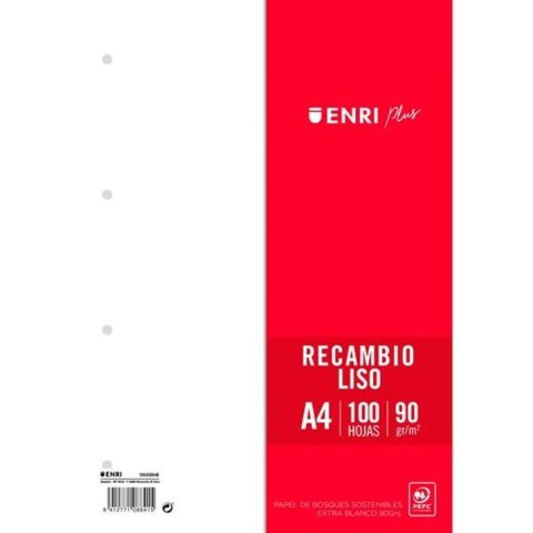 Zapasowe arkusze ENRI Biały A4 100 Kartki (24 Sztuk)