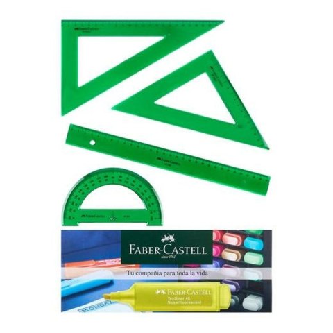 Zestaw linijek Faber-Castell Kolor Zielony 4 Części (10 Sztuk)