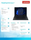Laptop ThinkPad E14 G7 21SX007LPB W11Pro Ultra 5 225U/16GB/512GB/INT/14.0 WUXGA/Black/1YR Premier Support + 3YRS OS + CO2 Offset