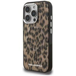 Etui Karl Lagerfeld IML Leopard Pattern MagSafe do iPhone 16 Pro brązowy