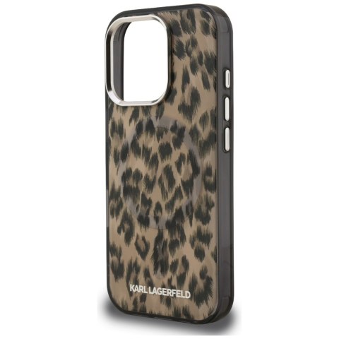Etui Karl Lagerfeld IML Leopard Pattern MagSafe do iPhone 16 Pro brązowy