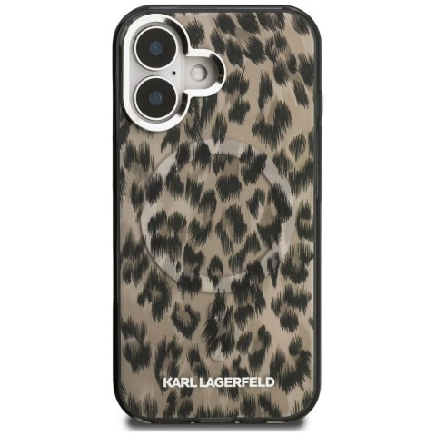 Etui Karl Lagerfeld IML Leopard Pattern MagSafe do iPhone 16 brązowy