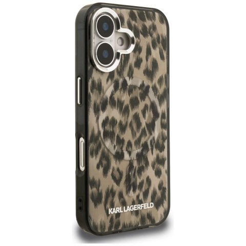 Etui Karl Lagerfeld IML Leopard Pattern MagSafe do iPhone 16 brązowy