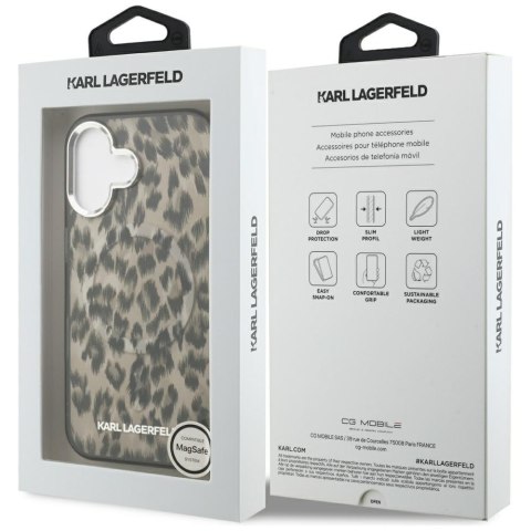 Etui Karl Lagerfeld IML Leopard Pattern MagSafe do iPhone 16 brązowy