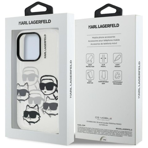 Etui Karl Lagerfeld IML Multi K&C Head Pattern do iPhone 16 Pro Max przezroczysty
