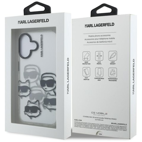 Etui Karl Lagerfeld IML Multi K&C Head Pattern do iPhone 16 przezroczysty