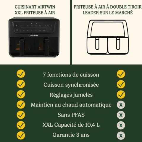 Frytkownica na gorące powietrze Cuisinart AFD10XBLE Czarny 2400 W 10,4 L