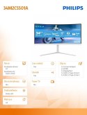 Monitor 34 cale 34M2C5501A Curved VA 180Hz HDMIx2 DP HAS Ambiglow
