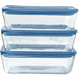 Set Pojemników na Lunch Pyrex Niebieski Przezroczysty 2,6 L 3 Części