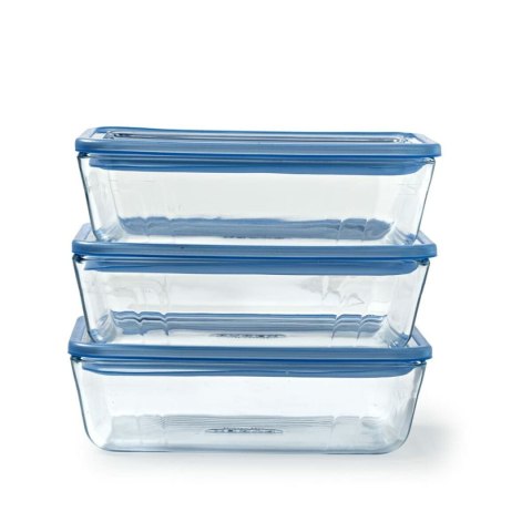 Set Pojemników na Lunch Pyrex Niebieski Przezroczysty 2,6 L 3 Części