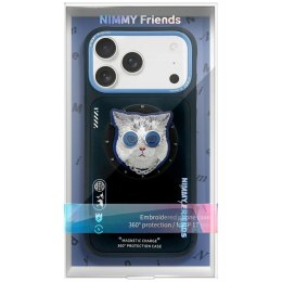 Etui Nimmy Glasses Cool Cat MagSafe do iPhone 17 Pro czarno niebieski